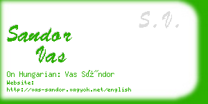 sandor vas business card